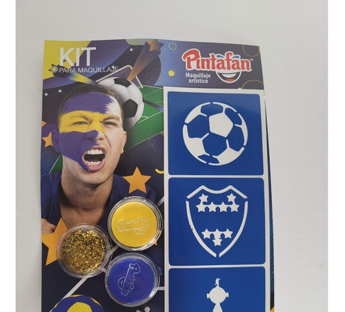 Kit Maquillaje Futbol Boca Juniors Glitter En Pasta Stencil
