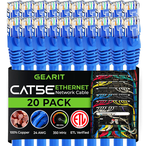 Gearit Paquete De 20, Cable De Conexión Ethernet Cat5e De 7 