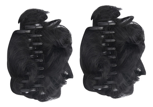 Extensiones De Cabello, Color Negro, De Fibra Sintética De A