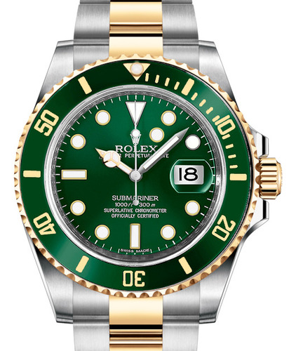 Reloj Compatible Con Rlx-submariner Verde- Calendario