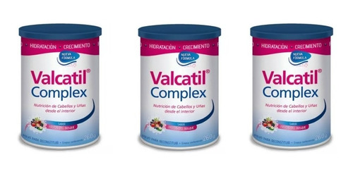 Valcatil Complex Nutricion Cabellos Uñas Polvo 260g Pack X 3