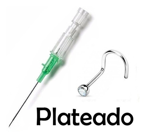 Piercing Acero Quirurgico Nostril Strass +aguja Cateter