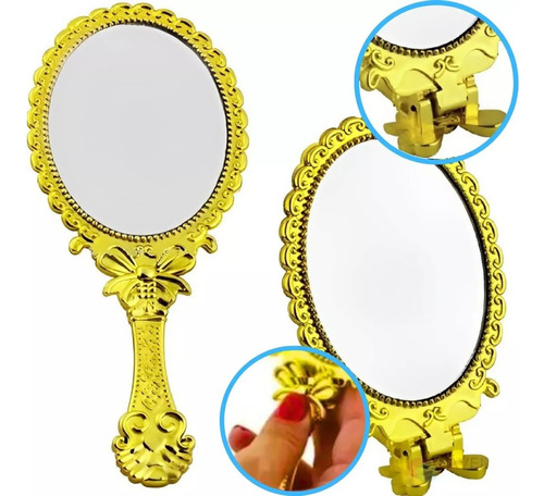 Kit 10 Espelho De Mão Dobrável Provençal Princesa Maquiagem
