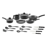 Batería De Cocina Tramontina Lazio 18 Piezas Negra