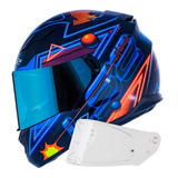 Capacete Ls2 Ff320 Synth Azul/laranja + Espelhada Viseira