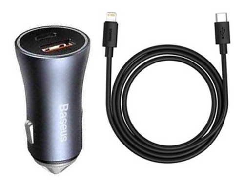 Kit Carregador Veicular Baseus 40w Usb-c Turbo+cabo iPhone