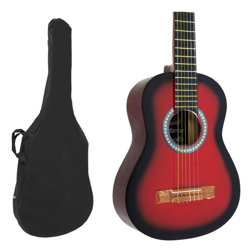 Guitarra Criolla Clásica De Estudio Mediana 3/4 Roja + Funda