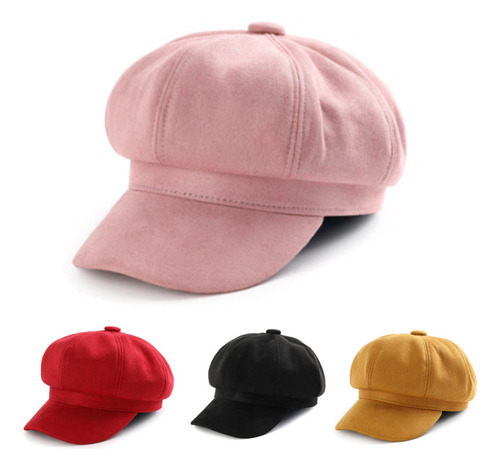 Gorro Octogonal Casual Para Mujer, Boina