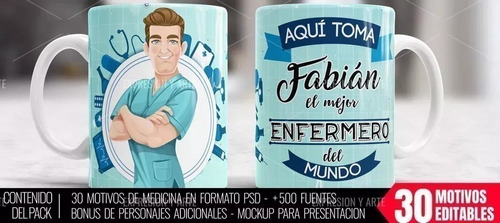 Plantillas Sublimación Tazas - Profesiones Medicina Medico