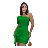 Vestido Curto Envelope D Amarrar Soltinho Uma Manga Verão Bi