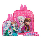 Kit Mochila Escolar Pequena Elsa E Anna Frozen Disney Costas