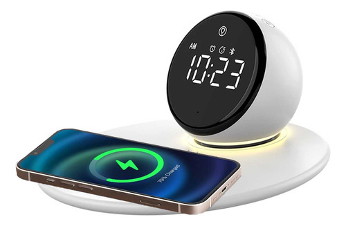 Reloj Despertador Bluetooth Altavoces Y Cargador Inalámbrico