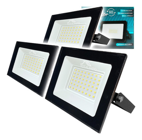 3 Reflectores Led 50w Inter/exter Proyector Candela 6847