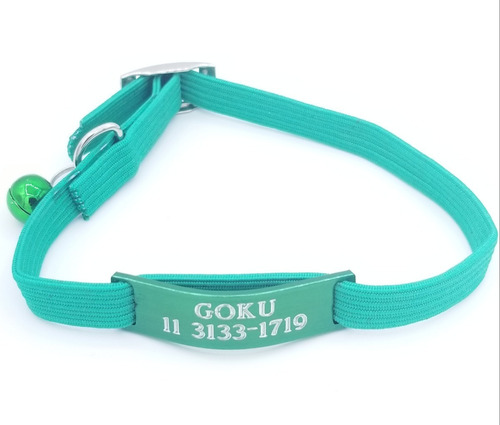 Chapita Gato Color Verde Pasador + Collar 1 Cm Elastizado