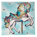 Caballo Del Carrusel Reloj De Pared Azul 10 Por 10 PuLG...