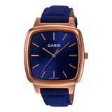 Reloj Fashion Casio Ltp-e117rl-2adf Pulso Cuero Para Mujer Color De La Correa Azul Color Del Fondo Azul