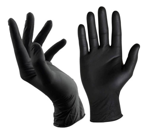 Guantes Descartables Adrenalink Black Color Negro Talle M De Nitrilo X 100 Unidades