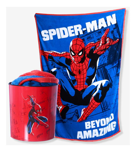 Kit Balde E Manta De Microfibra Spider-man Beyond Amazing 