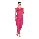 Conjunto Feminino Scrub Babados Rosa Pink