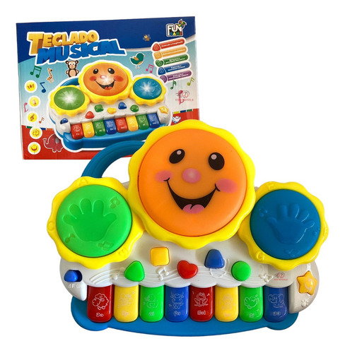 Teclado Infantil Piano Musical De Sol Sons Crianças E Bebe Cor Colorido Pilhas Aaa