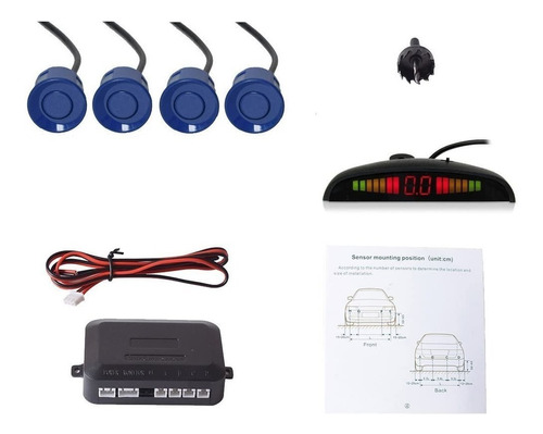 Sensores De Retroceso Distancia Alarma Sonido Visual Sistema Color Azul-213126 C43