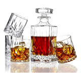 Decantador De Whisky Elidomc, 4 Vasos, Cristal Ultratranspar