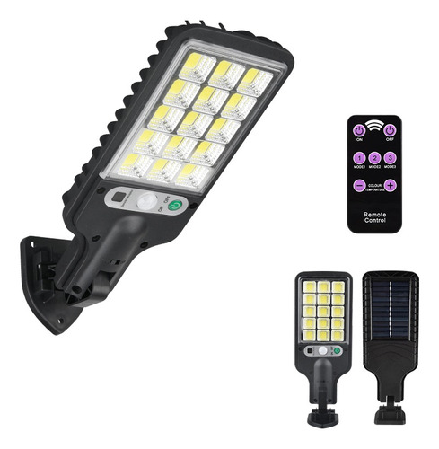 Luminária Led Solar Poste Rua Parede Sensor 180 Led Controle