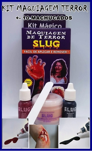 Kit Maquiagem De Terror Slug +- 10 Machucados