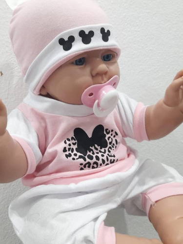 Bebote Real Muñeca Nena 45 Cm Ropa Minnie Y Chupete 