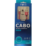 Cabo Carregador Magnético Turbo Usb 3 Em 1 Para Smarthphones Cor Vermelho