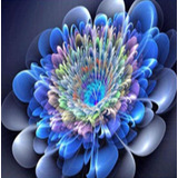 Pintura De Diamante Kaliosy 5d Azul Mandala Flor Por Número.