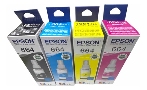 Pack 4 Tintas T664 Epson Nuevas Originales 70 Ml