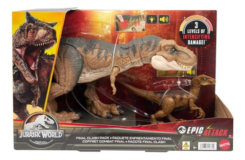 Jurassic World T Rex Ataque Épico Velociraptor Mattel 