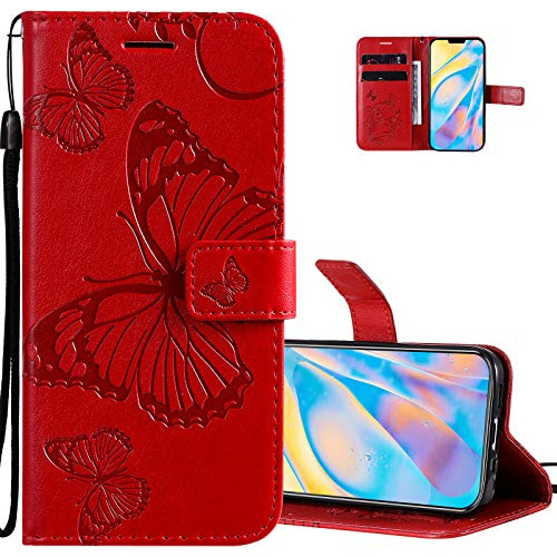 Funda Para iPhone SE 2020 iPhone 7/8 Mariposa Rojo Pu Piel S