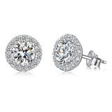 Aretes De Halo Para Mujeres Y Hombres, Aretes De Diamantes, 