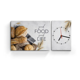 Relojes De Pared Dipticos Cocina + Frase Diseño Moderno Deco