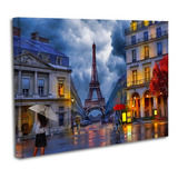 Cuadro Lienzo Canvas 80x120cm Oleo Ciudad Noche Paris Torre