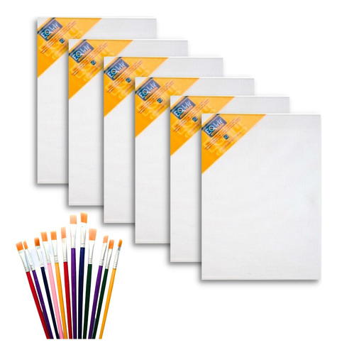 Pack De 6 Lienzos De Tela Para Pintar Arte Con Pinceles