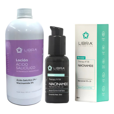 Kit Libra Loción Acido Salicílico 250ml + Serum Niacinamida Grasa - Acneica Noche