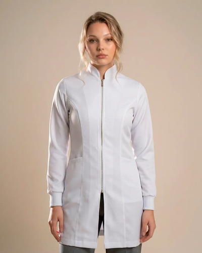 Jaleco Feminino Rondu Com Punhos E Zíper Gabardine Elastano | Parcelamento sem juros