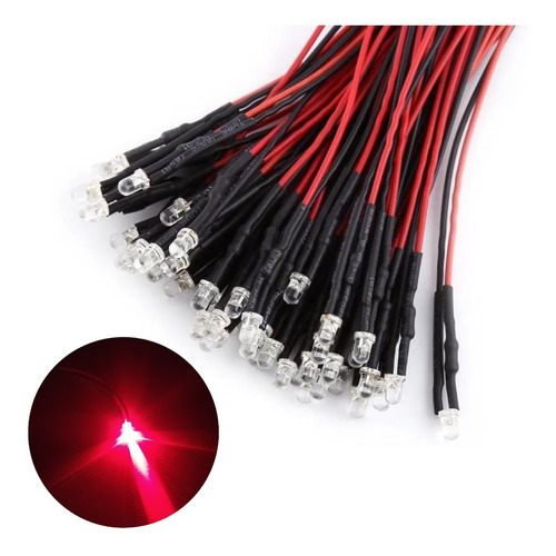 10 Pcs 12v 5mm Led Diodo Emissor De Luz Com Fio 