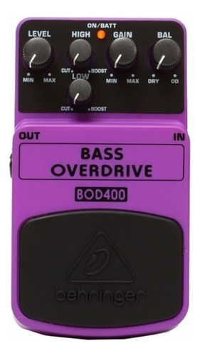 Behringer Bass Overdrive Bod-400 Pedal Para Bajo Color Bordó