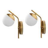 Kit 2 Arandela Tangerina Parede Inclinada Dourada Vidro Globo/esfera Cor Dourado 110v/220v