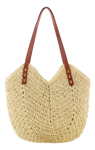 Bolso De Playa Holgado Para Mujer, Elegante, Tejido Con Cuer