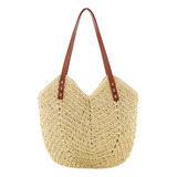 Bolso De Playa Holgado Para Mujer, Elegante, Tejido Con Cuer