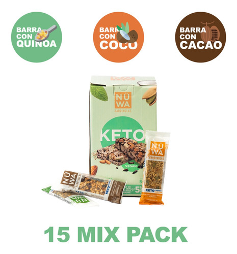 Barras De Proteína Nüwa Keto Vegan Ni Azúcar Mix Pack 15 Pz