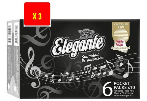 Pack X 3 Paquetes De Pañuelos Elegante De 6 X 12