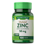 Zinc Quelado 50mg Con 100 Tabletas Gluconato De Zinc Sabor S/n