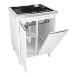 Gabinete Armário Docol Lavanderia 63cm Com Tanque Inox 35lt