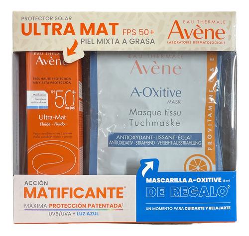 Kit Avene Ultra Mat Fps 50 Y Mascarilla Aoxitive
